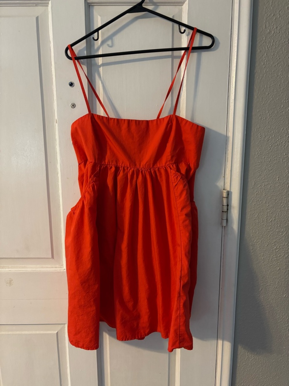 Urban Outfitters Orange/Red Theodora Poplin Mini Dress Sz Large With Pockets